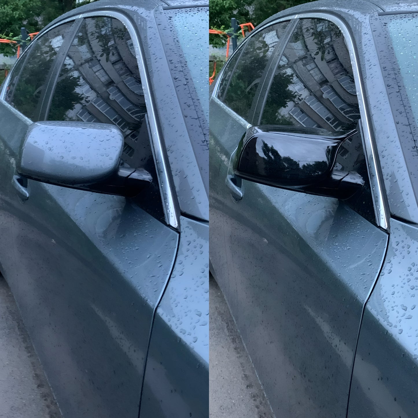 Batman капаци за огледала на BMW E60, E61, E63, E64 - преди и след