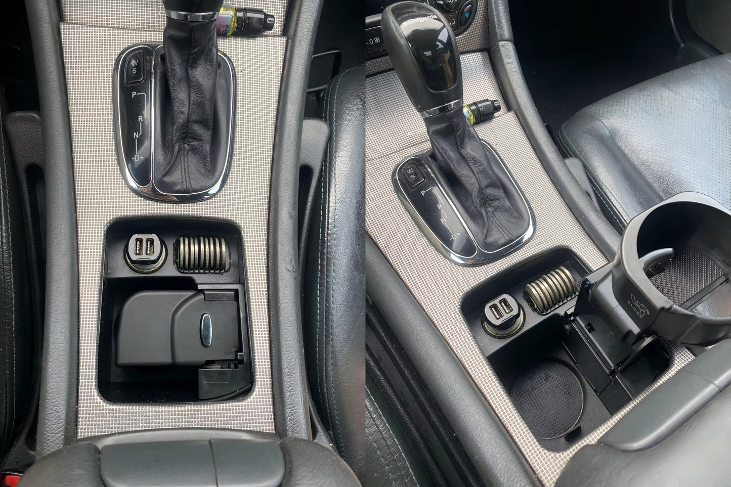 Нова висококачествена поставка за чаши за Mercedes-Benz W203 C-Class - отворена и затворена