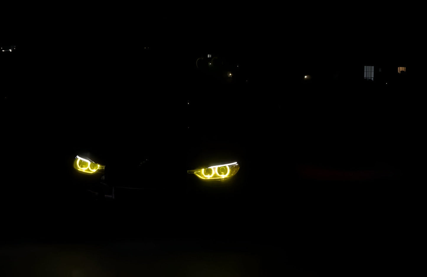 Жълти LED DRL Angel Eyes за BMW F30 и F31 - пример