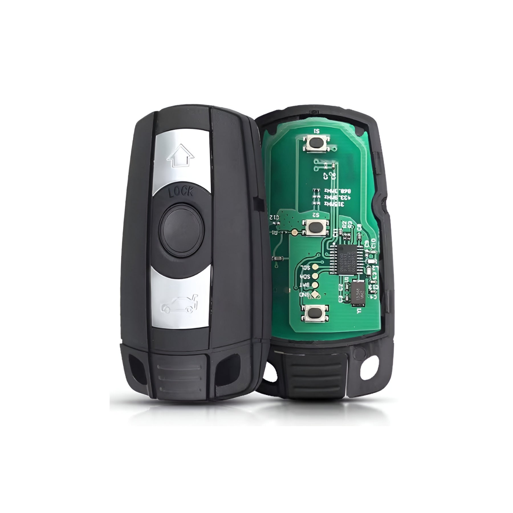 Нов висококачествен ключ за BMW E60, E70, E81, E90 и други - отпред и платка