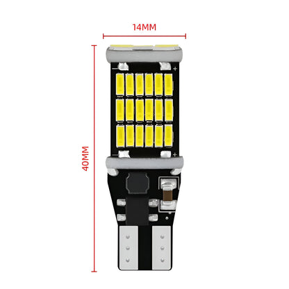 Изключотелно мощни T15 CANBus LED крушки за задна и габарити - размери